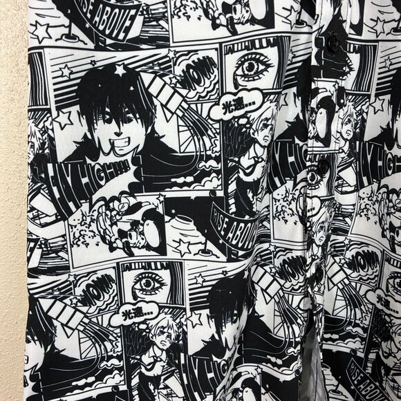 Just Attitude Rise Above Anime Comic Print Button Up Shirt Size Medium - Picture 4 of 6